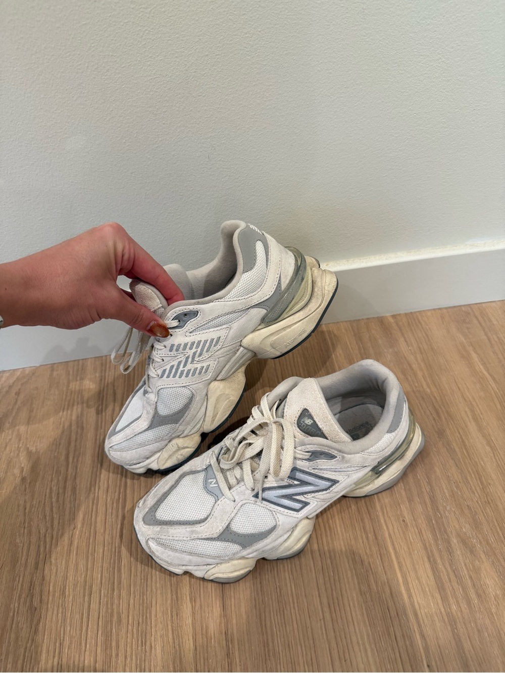New Balance Off-White and Light Grey Chunky Runner Sneakers - Picture 3 of 4